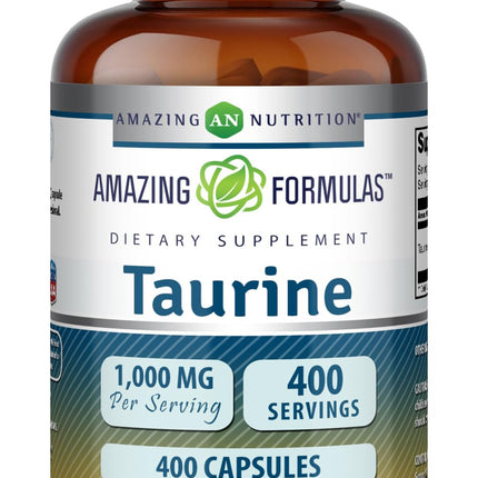 Amazing Formulas Taurine 1000 Mg | Capsules Supplement | Non-GMO | Gluten-Free | Made in USA (400 Capsules)