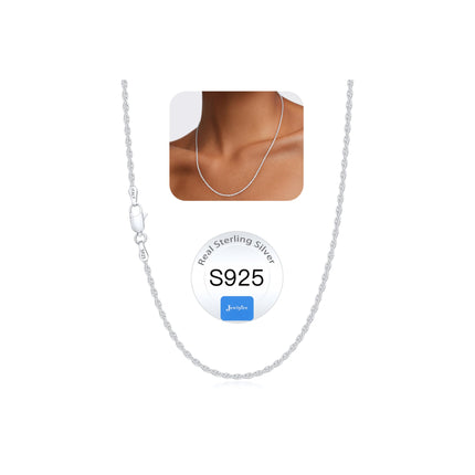Jewlpire 925 Sterling Silver Chain Necklace for Women, 2mm Rope Chains Silver Chain for Women Sturdy Sterling Silver Necklace, Silver Chain 26 Inch