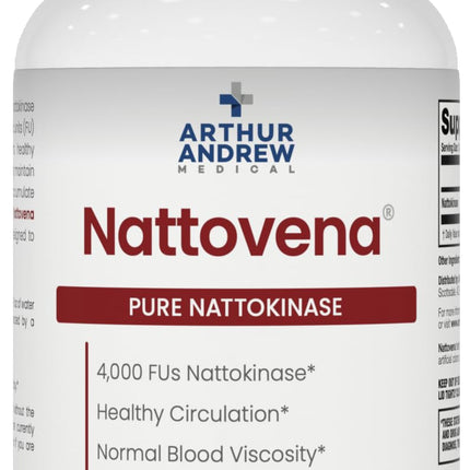 Arthur Andrew Medical, Nattovena, Pure Nattokinase Supplement, Double Strength 4,000 FUs per Capsule, 180