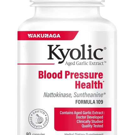 Kyolic Aged Garlic Extract Formula 109 - Blood Pressure Health Support - Cardiovascular Formula - Odorless Herbal Supplement - 80 Capsules (40 Servings)