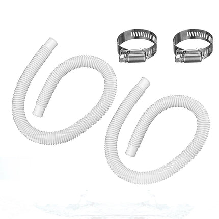 1.5” x 41” Pool Pump Replacement Hose, 2-Pack Above-Ground Pool Hoses with 4 Stainless Steel Clamps, Compatible with Intex, Coleman, Summer Waves Pool Pumps & Filters (2 PACK White)