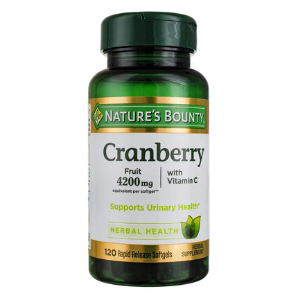 Nature's Bounty Cranberry Fruit Softgels 4200mg plus Vitamin C, 100 count