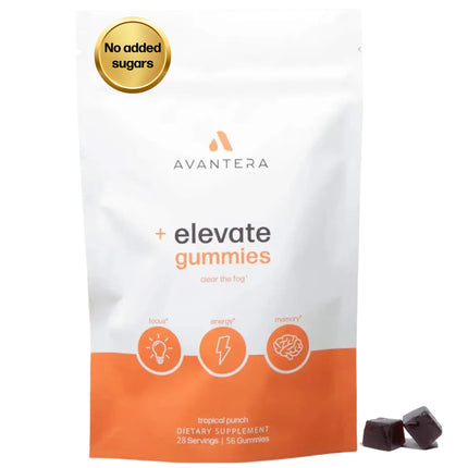 Avantera Elevate Gummies Premium Nootropic Supplement - Beat Brain Fog - Best Focus Supplements for Memory & Focus Support - Energy Without Crash - 56 Gummies for Women & Men