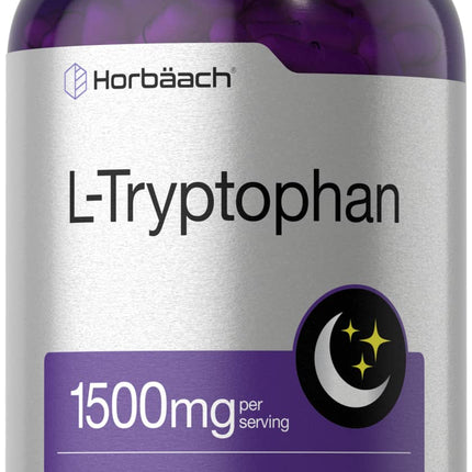 Horbäach L Tryptophan 1500mg Capsules | 240 Count | Nighttime Formula | Non-GMO, Gluten Free Supplement