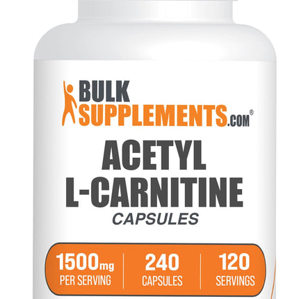 BulkSupplements.com Acetyl L-Carnitine Capsules - ALCAR HCl, Carnitine Supplement - ALCAR Capsules, Acetyl L-Carnitine 1500mg - Gluten Free, 2 Capsules per Serving, 240 Capsules