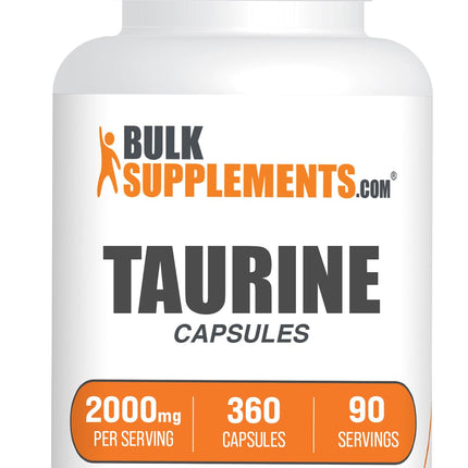 BulkSupplements.com Taurine Capsules - Taurine Supplement, Taurine 2000mg, Amino Acids for Heart Health, Taurine Pills - Gluten Free, 4 Taurine 500mg Capsules per Serving (2000mg), 360 Capsules