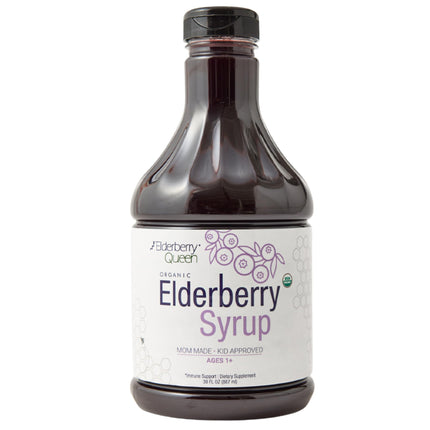 Elderberry Queen Organic Elderberry Syrup 30 Fl Oz - Immune Support Formula with Sambucus Black Elderberry & Aronia Berry - Pure Natural Certified Organic Elderberry Syrup for Kids and Adults