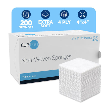 Dynarex 3254-BX CurPro Non-Woven Sponges - 4" x 4" - Non-Sterile - 4-Ply