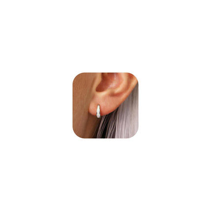 Silver Earrings for Women Trendy White Opal Huggie Earrings Small Silver Hoop Earring 14k Gold Plated Opal Jewelry Birthday Gifts for Women Mom Her