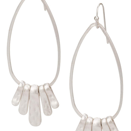 SPUNKYsoul Handmade Silver Teardrop Dangle Earrings with 5 Paddle Bars for Women