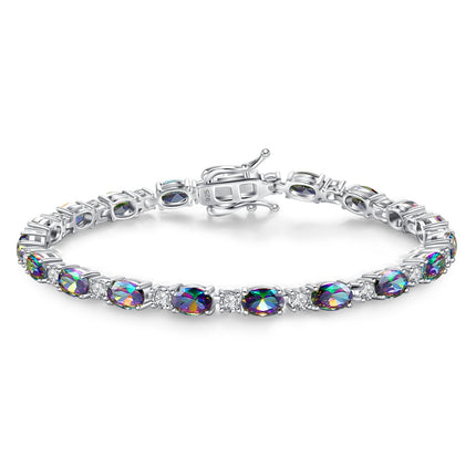 FANCIME Sterling Silver Created Alexandrite Tennis Bracelet for Women 7"