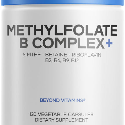Codeage Methylfolate B Complex Supplements - 5 MTHF, Methylcobalamin 1000mcg Methylated Vitamin B12, Riboflavin, Betaine, Vitamins B6, Methylation Cycle MTHFR - 2 Months - 120 Capsules