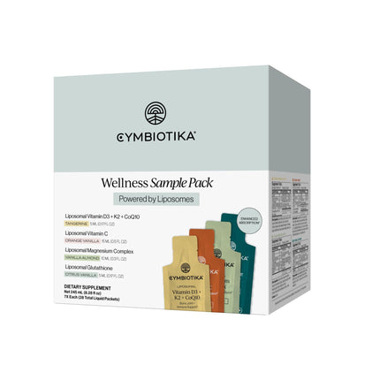 CYMBIOTIKA Liposomal Variety Pack - Liquid Glutathione, Magnesium, Vitamin C and D3+K2 Supplements - High Absorption - 28 Count