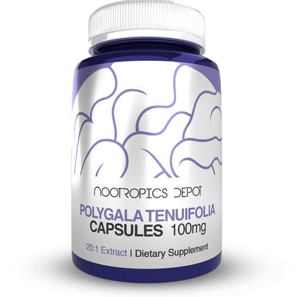 Nootropics Depot Polygala tenuifolia Capsules | 100mg | 180 Count | 20:1 Extract | Yuan Zhi | Promotes Cognitive Function, Learning and Memory | Supports Healthy Stress Levels | Adaptogen Supplement