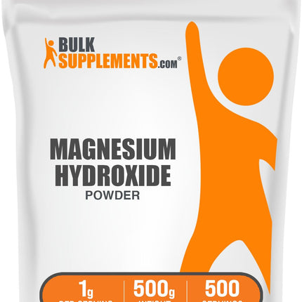 BulkSupplements.com Magnesium Hydroxide Powder - Magnesium Hydroxide Supplement - Food Grade & Gluten Free, 1g per Serving, 500g (1.1 lbs) (Pack of 1)