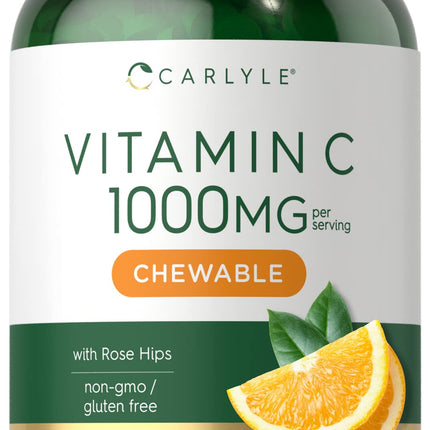 Carlyle Vitamin C Chewables | 1000mg | 180 Tablets | Vegetarian, Non-GMO, Gluten Free Supplement
