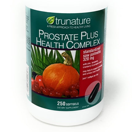 TruNature Prostate Plus Health Complex - Saw Palmetto with Zinc, Lycopene, Pumpkin Seed, Cranberry - 250 Softgels (1 Bottle)