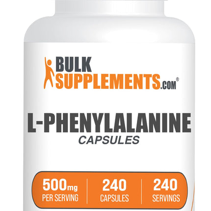 BulkSupplements.com L-Phenylalanine Capsules - Phenylalanine Supplement, L-Phenylalanine 500mg - Gluten Free, 1 Capsule per Serving, 240 Capsules (Pack of 1)