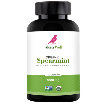 Aluna Well Organic Spearmint Capsules – 1000mg Vegan & Non-GMO Herbal Supplement – Daily Wellness and Balance – Alternative to Spearmint Tea – 50-Day Supply