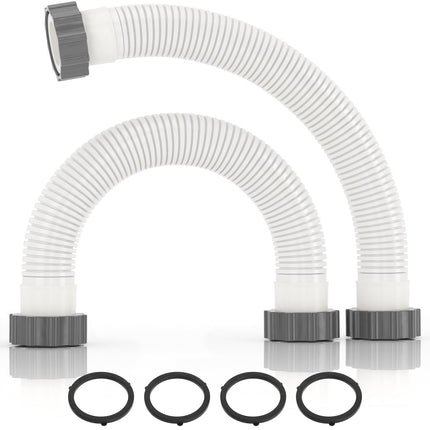 HOMNUTS Pool Hoses for Above Ground 1.5’’ Diameter 16" Long Accessory Swimming Pool Replacement Hose, 2 Pack Filter Pump Hose Compatible with Pump Models