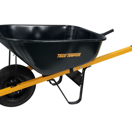 True Temper Wheelbarrow with Pneumatic Tire and Steel Handles, 6 Cu. Ft