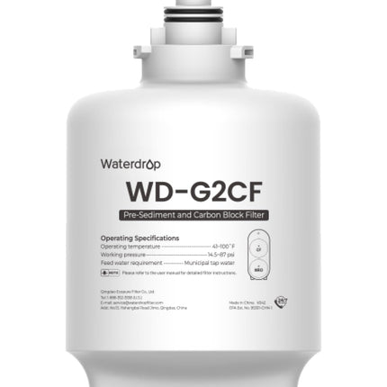 Waterdrop G2CF Filter, Replacement for G2 & G2P600 & G2MNR Reverse Osmosis System, 12-month Lifetime