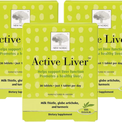 NEW NORDIC Active Liver 90-Day Supply, Daily Liver Supplement, Milk Thistle, Artichoke & Turmeric, 30 Tablets (Pack of 3)