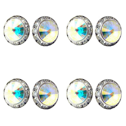 4 Pairs 20mm Round Shaped Acrylic Stone Post Earrings for Womens Wedding Dance Costume Casual Wear Stage Jewelry Mothers Day Gift AB