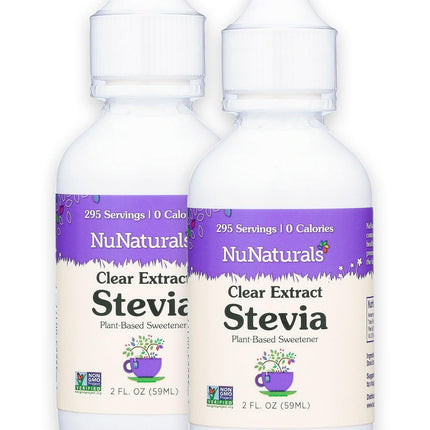 NuNaturals Clear Extract NuStevia, Plant-Based Sweetener, 2 oz, 2 pack, Plastic