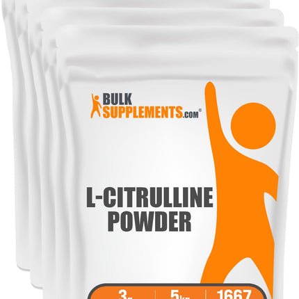 BulkSupplements.com L-Citrulline Powder - Citrulline Supplement, Nitric Oxide Supplement - Unflavored & Gluten Free - 3g per Servings, 1kg (Pack of 5) (11 lbs)
