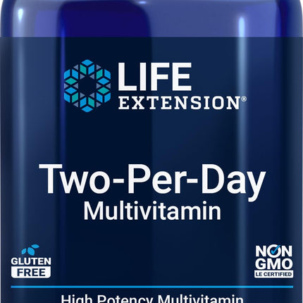 Life Extension Two-Per-Day Multivitamin, Vitamins B, C, D, zinc, Packed with Over 25 Vitamins, Minerals & extracts, Two-Month Supply, Non-GMO, Gluten-Free, 240 Capsules