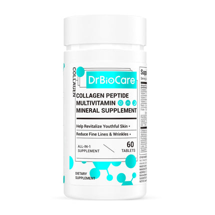 DrBioCare Collagen Peptides for Women, Beauty Vitamin & Mineral Supplement,Contains Vitamin D3, Probiotics for Women & Collagen Peptides,Vitamin B Complex,Vitamin E 60 Tablets