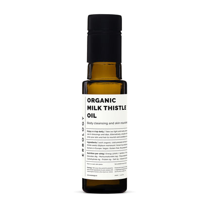 Erbology Organic Milk Thistle Oil 3.4 fl oz - Cold-Pressed - High in Vitamin E - Detoxifying - Straight from Farm - Non GMO - No Additives or Preservatives - Recyclable Glass Bottle