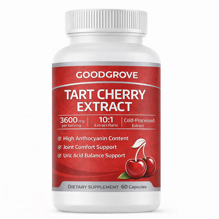 SCEZROB GoodGrove Tart Cherry Extract Capsules, Tart Cherry Extract Supplement | 10:1 Extract, 3600mg Strength | Supports Joint Comfort, 60 Count (1)