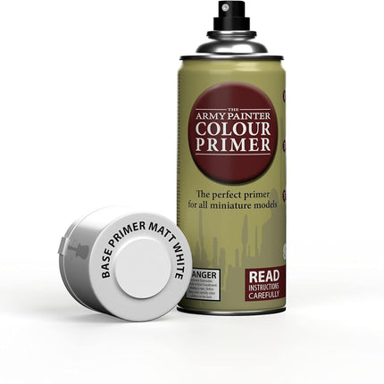 The Army Painter Color Primer, Matt White, 400ml, 13.5oz - Acrylic Spray Undercoat for Miniature Painting
