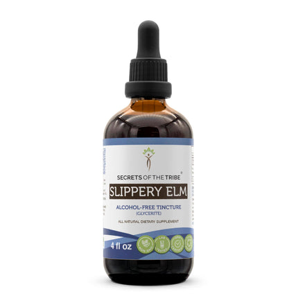 Secrets of the Tribe Slippery Elm Alcohol-Free Liquid Extract, Responsibly farmed Slippery Elm (Ulmus Rubra) Dried Bark 4 FL OZ