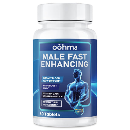 Oohma New Male Enhancing Supplement, Designed to be Fast Acting for Blood Flow to Gain Length & Girth + Stamina, Maca, Epimedium, and Other Natural Ingredients, 3rd Party Tested Supplement 60 Tablets