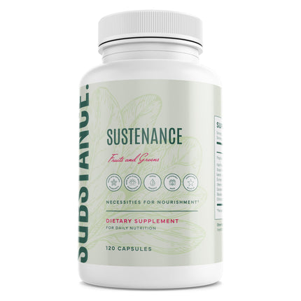 SUBSTANCE. - Nature's Sustenance Daily Greens, Daily Fruit and Veggies Supplement - Enhance Energy, Mental Clarity - Fruits and Vegetables Supplements - US Made, Vegan-Friendly - 30 Servings.