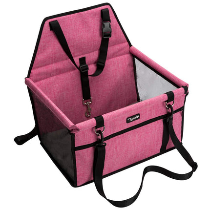 Lyricalife Pet Car Seat, Sturdy Reinforced Structure, Shortened Leash with Metal Snap Hook, Loops for Seat Belt, Waterproof Thick Soft Fleece Pad