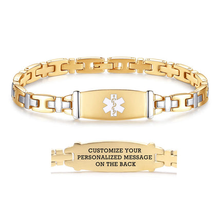 LinnaLove Lady Medical Alert id Bracelets-Gold Medical Bracelets for Women with Free Engraving