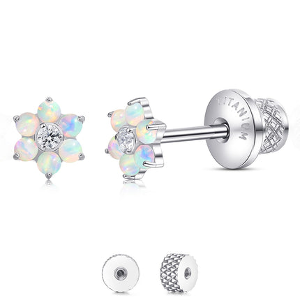 Limerencia Titanium Flat Back Screw Back Stud Earrings for Women Men