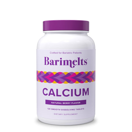 BariMelts Calcium Citrate with Vitamin D3 & Magnesium, 120 Smooth-Dissolving Tablets (1-Month Supply), Bariatric Calcium Supplements for Women, Natural Berry Flavor