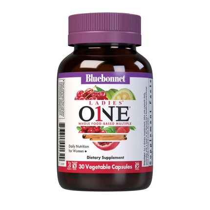 Bluebonnet Nutrition Ladies One Organic Vegetable Capsule, Whole Food Multiple, K2, Energy, Vitality, Non-GMO, Gluten, Soy & Milk Free, Kosher, 1 Month Supply, Light Grey, 30 Count