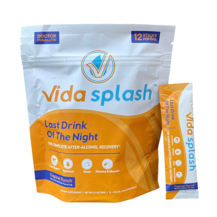 Vida Splash After-Alcohol Recovery Drink Mix, Tropical Punch, 12 Sticks