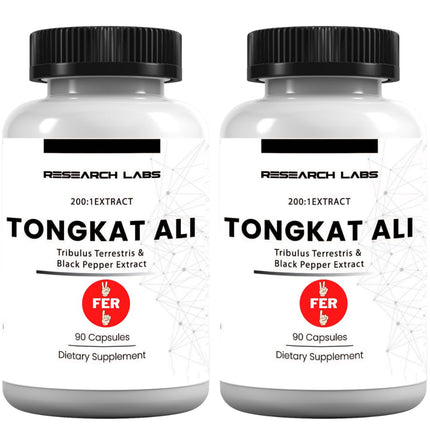 Research Labs Longjack Tongkat Ali 2 Pack Extract Capsules - Highly Concentrated Potent Extract | Strength, Drive, Performance & Muscle Mass