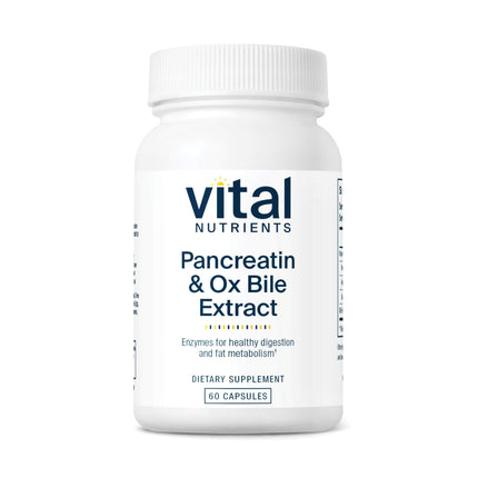 Vital Nutrients Pancreatin & Ox Bile Extract 500mg - Natural Digestive Enzymes for Women & Men - Supports Digestion of Protein, Fat, and Carbohydrates*- Gluten, Dairy & Soy Free - 60 Capsules