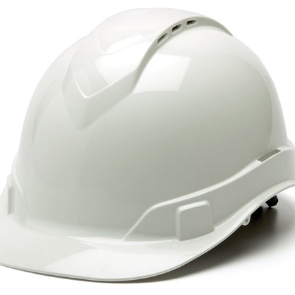 Pyramex Ridgeline Cap Style Hard Hat, Vented, 4-Point Ratchet Suspension, White