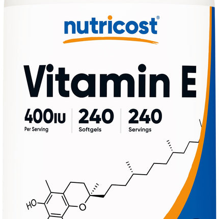 Nutricost Vitamin E 400 IU, 240 Softgel Capsules - Gluten Free, Non-GMO