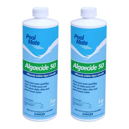 Pool Mate 1-Quart 2-Pack Premium Algaecide 50, Algaecide for Pool, Made in USA