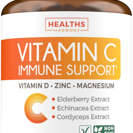 Vitamin C Immune Support Supplement - Immune Boost Blend with Elderberry Vitamin C and Zinc for Daily & Seasonal Support - Magnesium Zinc Vit C & D and Herbal Defense Complex (1 Month Supply)